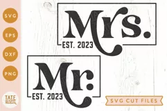 Mr. & Mrs. EST. 2023 wedding shirt SVG cut file - retro svg Product Image 1