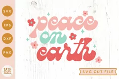 Peace on earth SVG cut file - Retro Christmas shirt svg Product Image 1