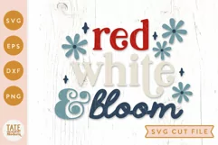 Red white & bloom SVG cut file - retro 4th of July svg Product Image 1