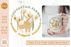 Cottontail farms retro PNG for sublimation - Easter bunny Product Image 1
