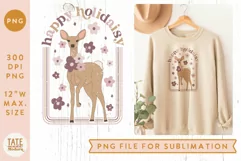 Happy holidaisy Retro PNG for sublimation - retro winter Product Image 1