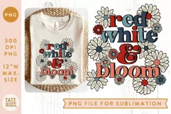 Retro red white & bloom PNG for sublimation - Retro July 4th Product Image 1