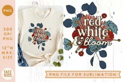 Red white and bloom bouquet PNG for sublimation- Retro 4th Product Image 1