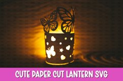 Butterflies Lantern SVG I Floral paper cut SVG Product Image 3