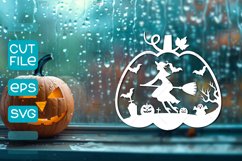 Halloween Scene PumpkinPaper cut SVG, Autumn Pumpkin SVG Product Image 1