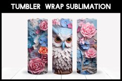 3D Papercut Owl Sublimation | 3D Pink and Blue Tumbler Product Image 1