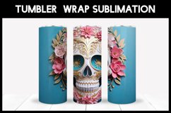 3D Skull with Flowers Tumbler Sublimation |3D Halloween Product Image 1