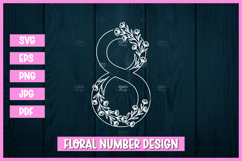 Floral Numbers 0-9 SVG Outline Design Product Image 9