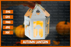 Autumn lantern SVG I Fall candle Paper cut SVG Product Image 1