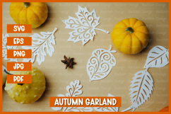 Leaves garland, Autumn leaves with patterns paper cut Product Image 5