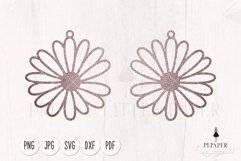 Leather earrings svg, Daisy earring svg, Earring template Product Image 1