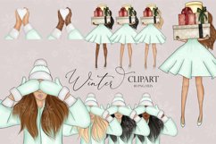 Winter clipart, Christmas girls fashion illustration Product Image 1