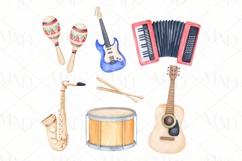 Musical Instruments Watercolor Clipart set of 12 PNG files Product Image 3