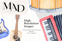 Musical Instruments Watercolor Clipart set of 12 PNG files Product Image 5