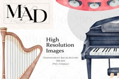 Musical Instruments Watercolor Clipart set of 12 PNG files Product Image 4