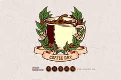 Coffee Day Vintage Badge with Glass and Ribbon Product Image 6