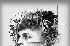 Artistic Double Exposure Portrait Line Sketch Illustration Product Image 7