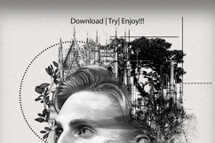 Artistic Double Exposure Portrait Line Sketch Illustration Product Image 3