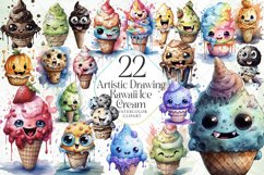 Artistic Drawing Kawaii Ice Cream Illustrations 22 Variation Product Image 1