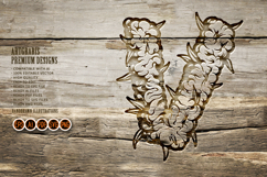 Weed Bud Inspired V Letter Outline Monochrome Style Product Image 2