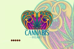 Cannabis sativa leaf in art nouveau heart shaped frame Product Image 6