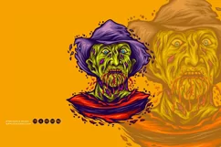 Creepy zombie freddy face bloody melting logo cartoon SVG Product Image 6