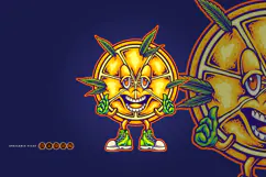 Happy Citrus Mascot with Weed Leaves and Thumbs Up Product Image 1