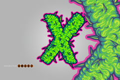 Weed Green X Letter Handdrawn Illustrations Product Image 1