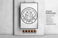 International cannabis vintage logo badge monochrome Product Image 4