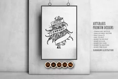 Weed freeze bud plant swirl ribbon banner ornament monochrom Product Image 3