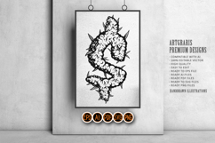 Outline of Dollar Sign Formed by Weed Leaves Monochrome Product Image 4