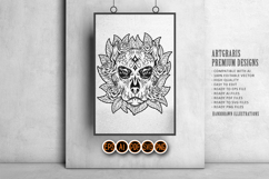 Ornamental Dog Skull with Flowers Latina Monochrome Product Image 4