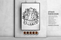 Boho hippie girl joyful smiling botanical flower frame Product Image 5