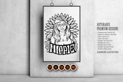 Boho girl joyful smile hippie style logo illustrations Product Image 5