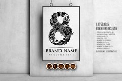 Artistic number 8 monogram with floral botanicals ornament Product Image 3