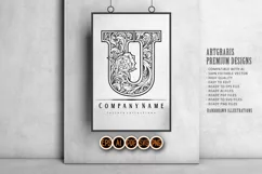 Classic elegant initial u letter swirl flower logo ornament Product Image 5