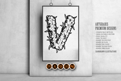 Weed Bud Inspired V Letter Outline Monochrome Style Product Image 3