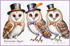 Gentleman owl in top hat PNG clipart Cute watercolor animals Product Image 1
