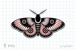 Moth PNG sublimation clipart, Tattoo gothic print style art Product Image 1