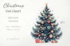 Christmas tree PNG Watercolor sublimation clipart Product Image 1