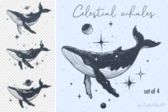 Whale SVG, Celestial Whales esoteric boho tattoo clipart art Product Image 1