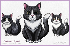 Tuxedo Cat PNG sublimation clipart, Cartoon clipart for kids Product Image 1