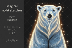 Magic polar bear dark pencil art JPG printable illustration Product Image 1