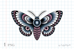 Moth PNG sublimation clipart, Tattoo gothic print style art Product Image 1