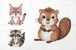 Cute watercolor forest creatures, Animals PNG clipart bundle Product Image 3