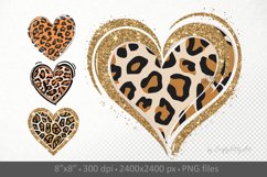 Leopard Glitter Heart PNG Sublimation gold sparkle clipart Product Image 1