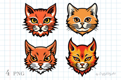 Sassy Fire Cats PNG sublimation clipart, Cartoon cat clipart Product Image 1
