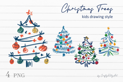 Christmas Tree PNG sublimation clipart, Doodle kids clipart Product Image 1