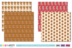 Set of 12x12 Christmas animal patterns including cute reindeer, mouse, bunny, and squirrel designs in warm winter colors, perfect for scrapbooking and crafting, from the Arune Winter Companions collection by Lapeti Crafter.