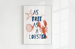 As Free as a Lobster Quirky Coastal PNG, Sublimation design. Product Image 2